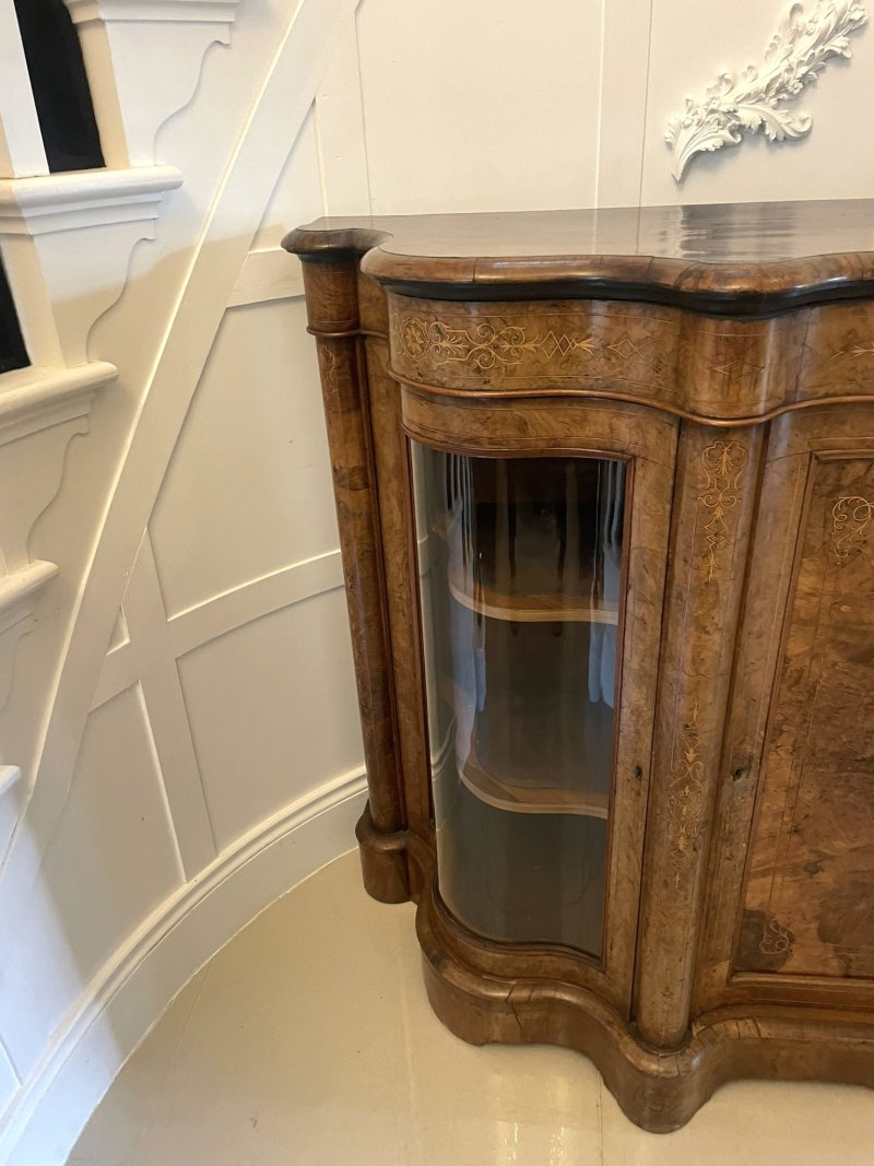 Superb Quality Antique Victorian Burr Walnut Inlaid Credenza/Sideboard - Image 14